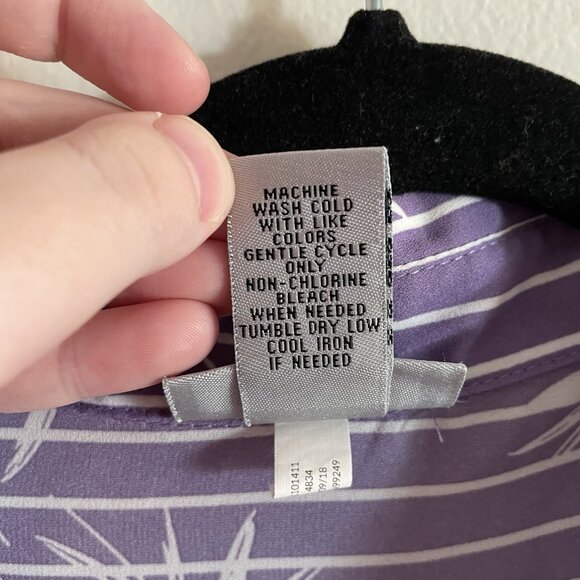 Catherines Women Plus SZ 0X 14/16W Purple White Striped Floral L/S Tunic Blouse - Picture 10 of 12